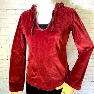 Patagonia Red Wine Velour Organic Rhythm Hoodie Pullover Sweatshirt Size